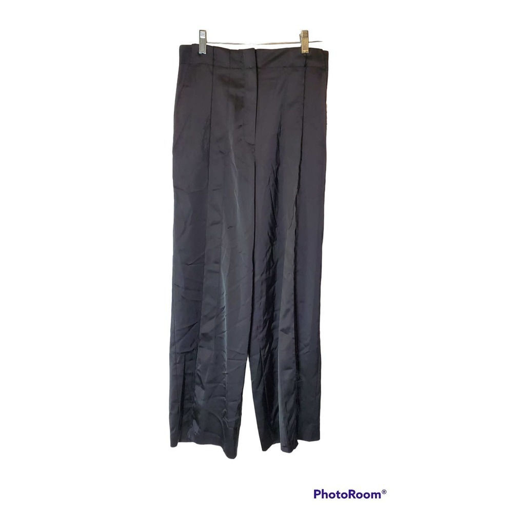 Topshop Black Distressed Satin Pants in Size 2 NWT